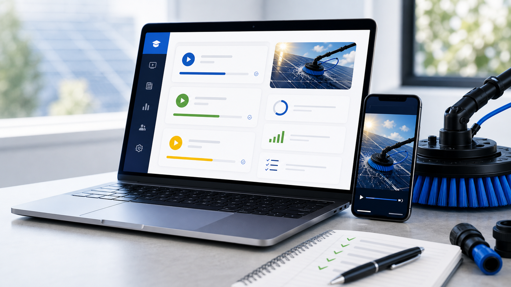 Solar cleaning business course dashboard