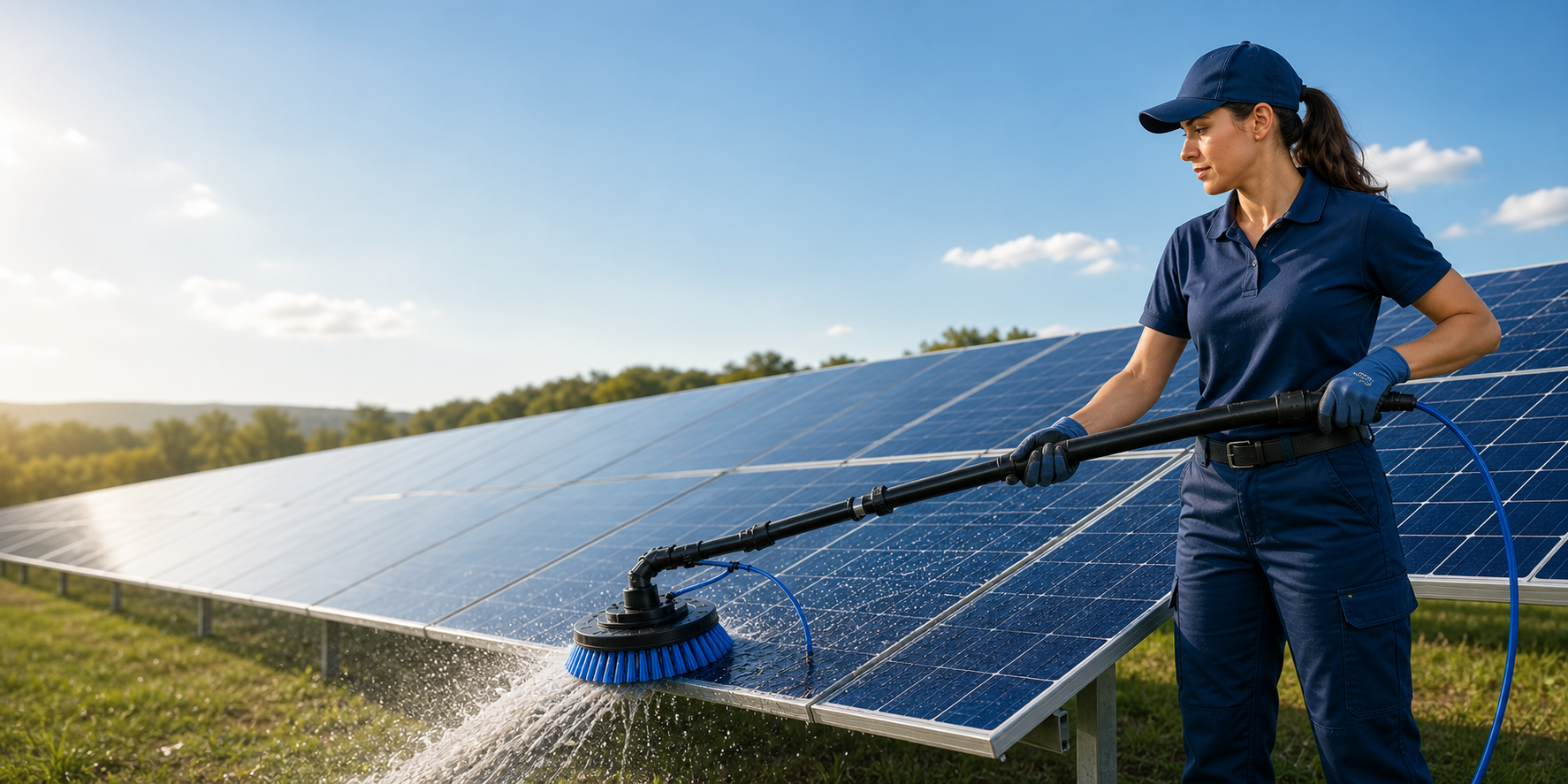 Professional solar cleaning operator